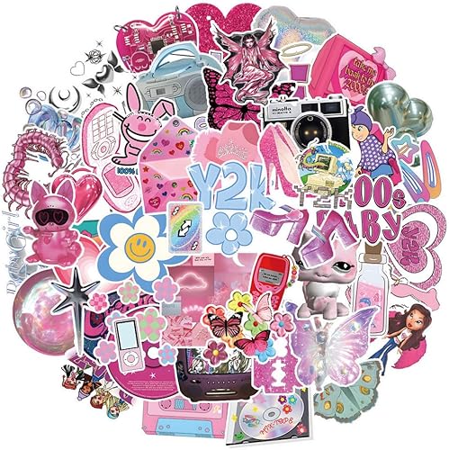 Miniatura 6 de 120 calcomanías de vinilo impermeables de dibujos animados Y2k de los años 2000 para niños, niñas, adolescentes, adultos, para botellas de agua,