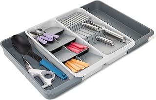 Joseph Joseph DrawerStore Erweiterbarer Besteckeinsatz mit mit Messerblock, Platzsparend, recyceltem Plastik