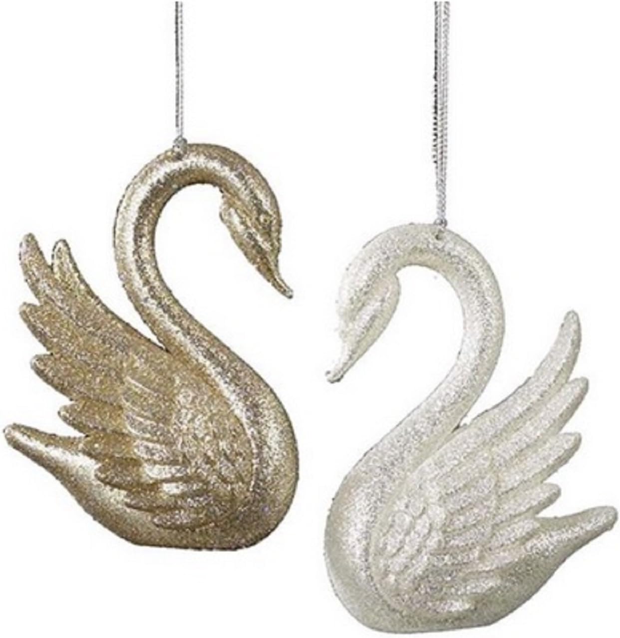 Porcelain Bell Ornament in Gold & White with Swan Figurine main image 0