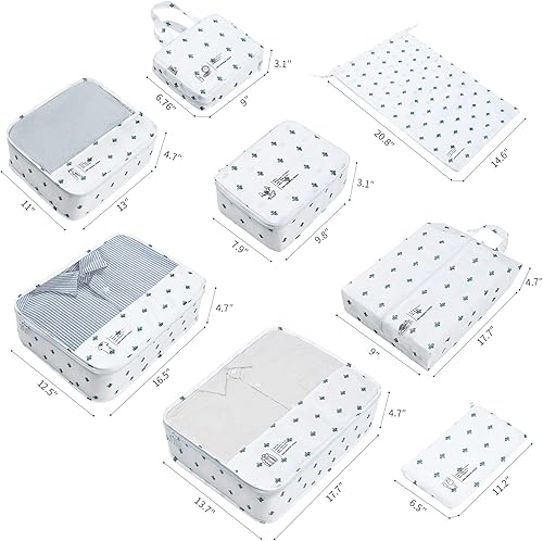 Miniatura 5 de DIMJ Juego de 8 cubos de embalaje, organizador de viaje, bolsas organizadoras de equipaje, bolsas organizadoras de maleta, juego con bolsa para