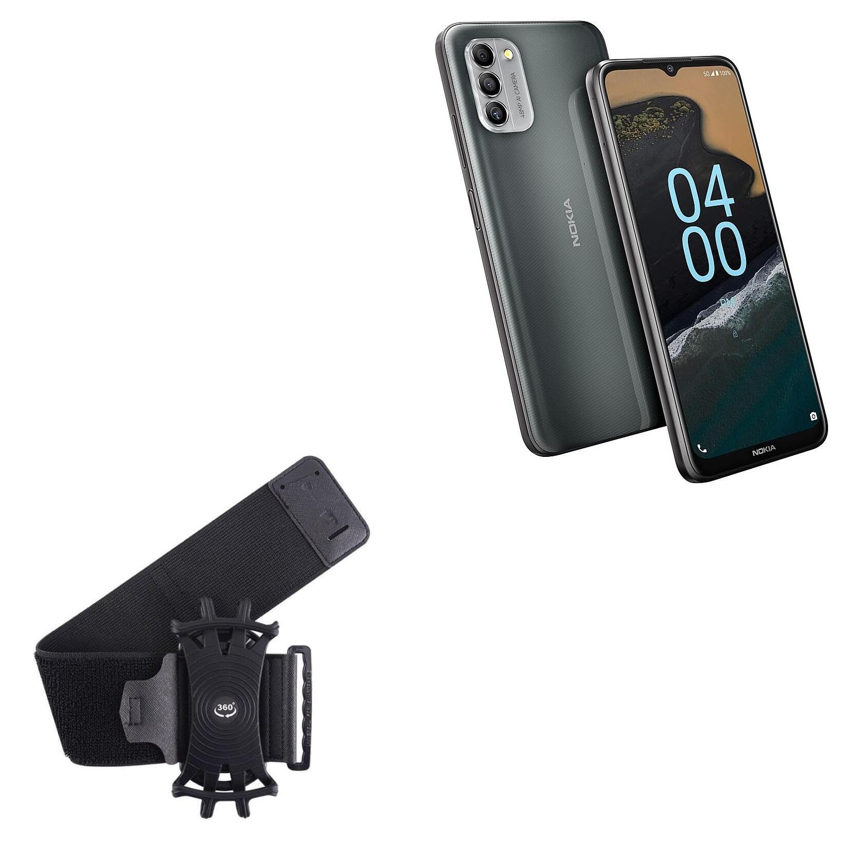 BoxWave Holster Compatible with Nokia G400 5G - ActiveStretch Sport Armband, Adjustable Armband for Workout and Running - Jet Black