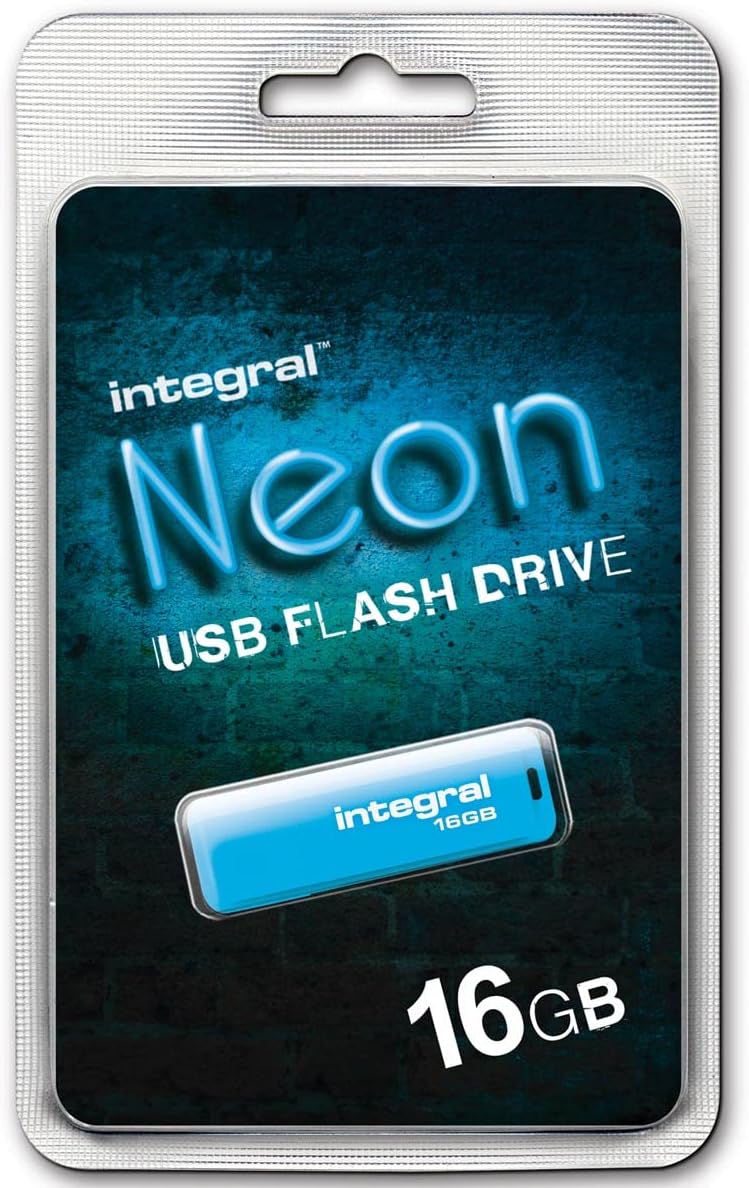 Integral TS-180561 Neon 2.0 USB Flash Drive, 16GB, Blue