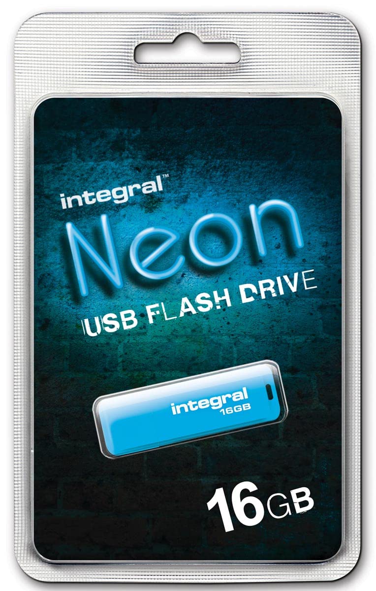 Integral TS-180561 Neon 2.0 USB Flash Drive, 16GB, Blue