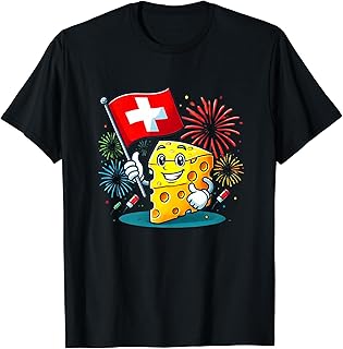 Beautiful Swiss Cheese Cartoon Switzerland National Day T-Shirt