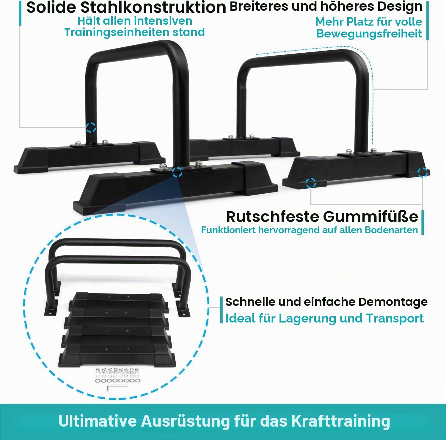 Yes4All Liegestützgriffe, Holz/Stahl Parallettes, Großer Push Up Bar & Dip Barren, Rutschfeste Liegestütze, Calisthenics Equipment für Indoor & Outdoor, Fitness, Krafttraining, Körpergewicht