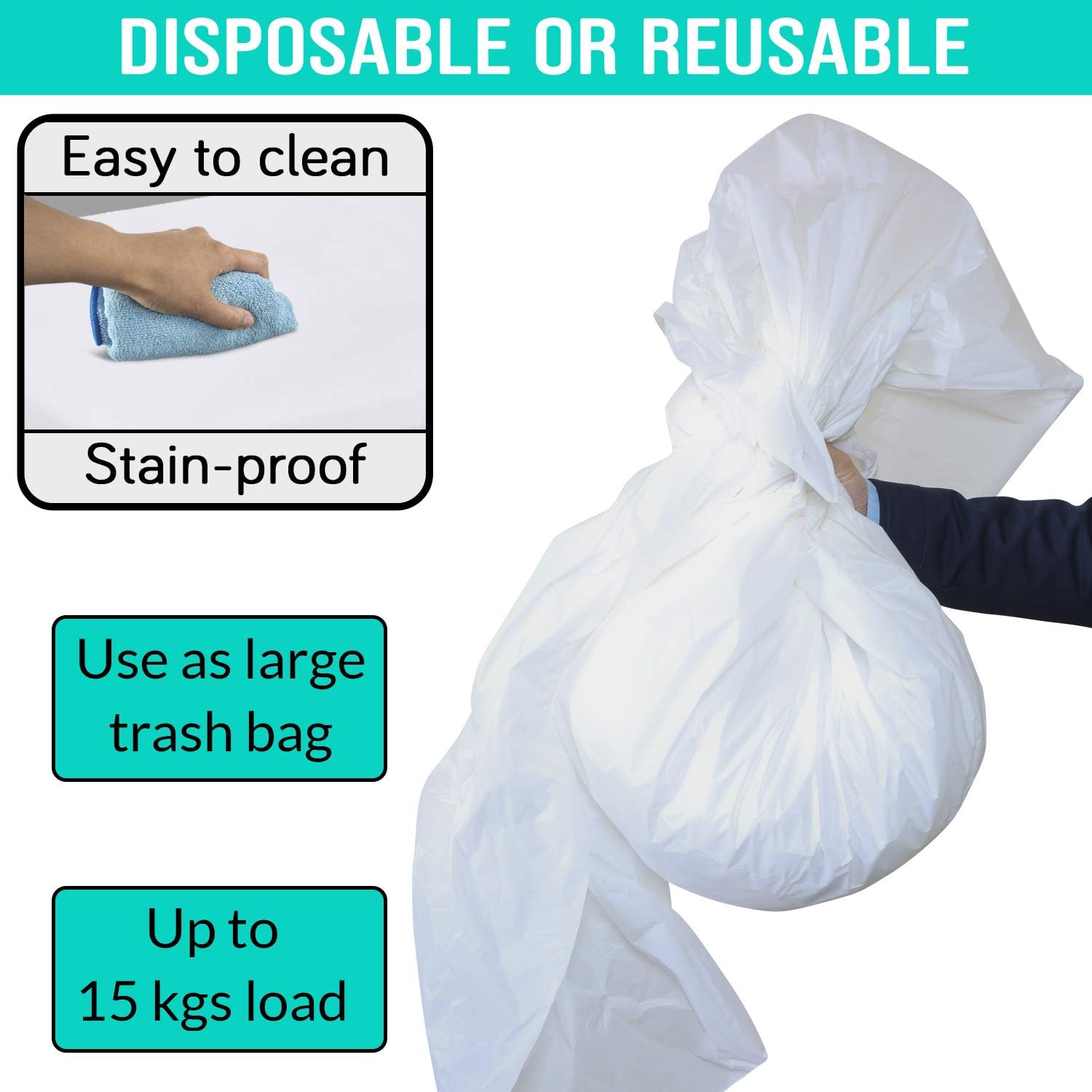 FMP Brands 10 Pack White Plastic Tablecloth 54 x 108 Inch - Rectangle, Reusable Cover, Disposable, Party Decoration, Birthday Supplies, Outdoor Picnic, Camping, Baby Shower, Wedding