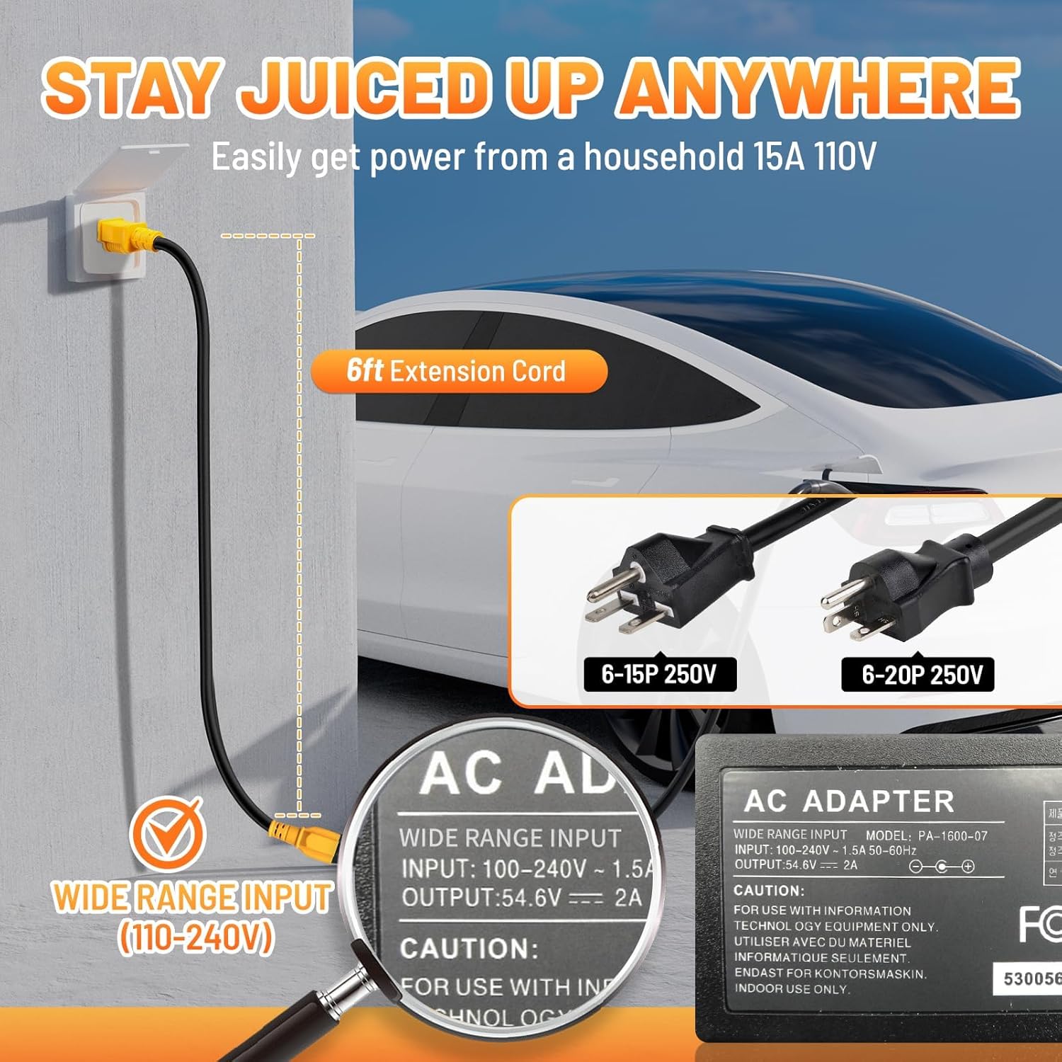 MECMO 6ft 15 Amp Household to 20 Amp AC Power Adapter Waterproof Cable 12AWG SJTW [4 in 1] NEMA 5-15P to 5-15R, 5-20R, 6-15R, 6-20R T Blade Adaptor, 15A 125V to 20A 250V, 15Amp to 20Amp Extension Cord