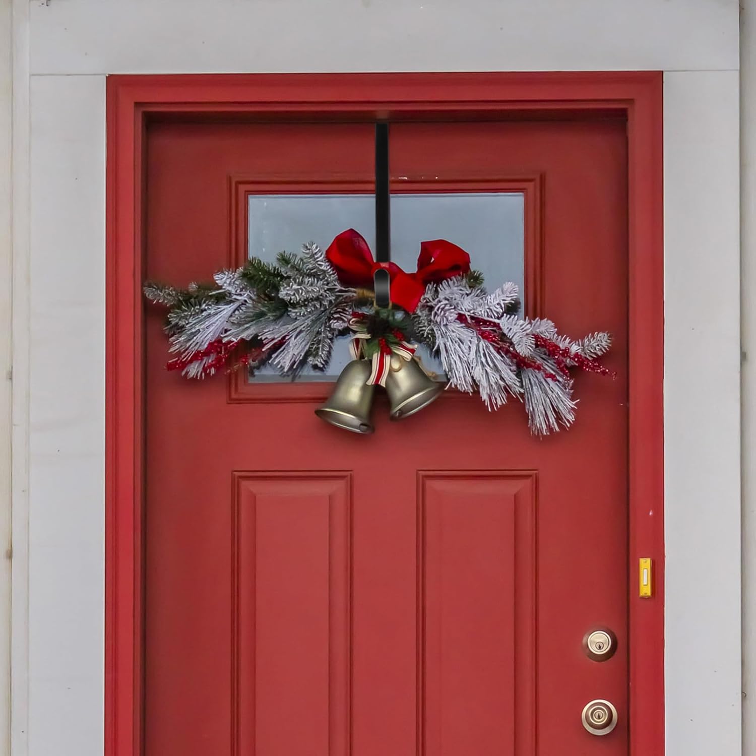 Double Door Wreath Hanger Hook Over-the-Door Christmas Garland Door Hook Metal Double-Sided Wreath Hanger for Holiday Decorations