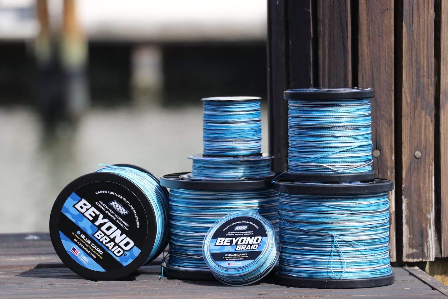 Beyond Braid Braided Fishing Line - Abrasion Resistant - No Stretch - Super Strong -Blue Camo, Moss Camo, White, Green, Pink, Blue, 4 Strand 8 Strand : Sports & Outdoors