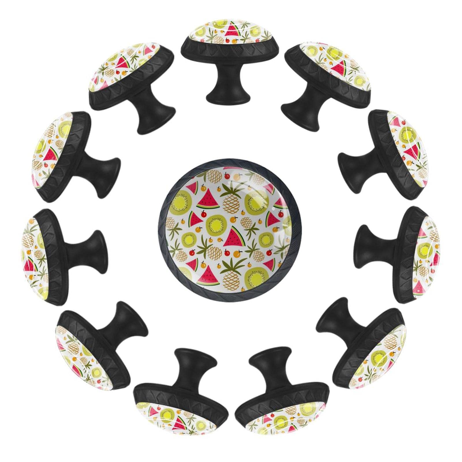 Boutons de meuble ronds 35 mm motifs fruits colorés