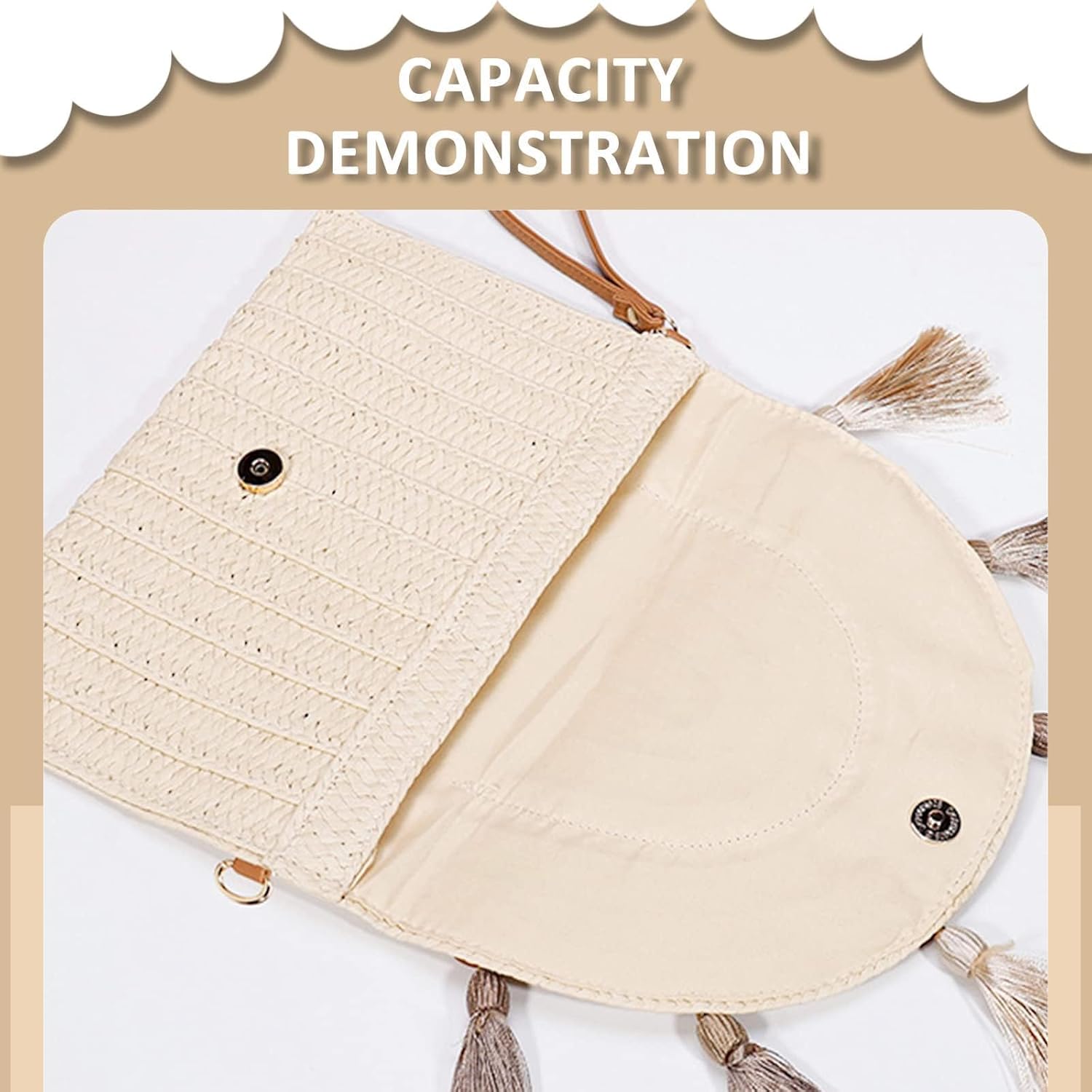 Crossbody Bags for Women, Clutch Purses, Straw Beach Bag, Bohemian Handmade Woven Purse - Image 5