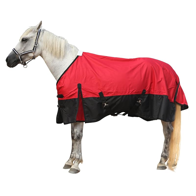 Manta impermeável para cavalos 600D sem enchimento, Gallopoff, Vermelha/Preta, 190,5 cm
