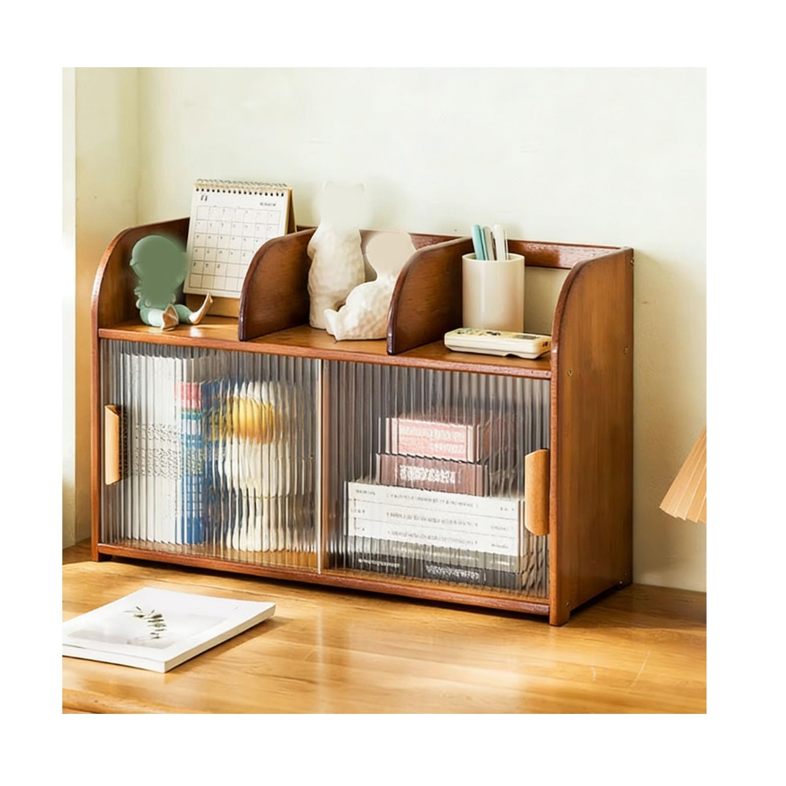 BHGFYXBS Bamboo Kitchen Sto Cabinet With Sliding S Doors Adjustable Pantry Freestanding Dining Room Countertop Unit,Brown-67X39X25Cm/26X15X10In,Brown-67x39x25cm/26x15x10in