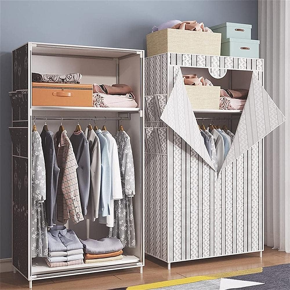 Single Wardrobe Portable Fold Boxes for Wardrobe Storage Assembly Open Storage Wardrobe 160 45 70CM Clothes Rack (Color : C Size : 160 45 70CM) (B 160 * 45 * 70CM)