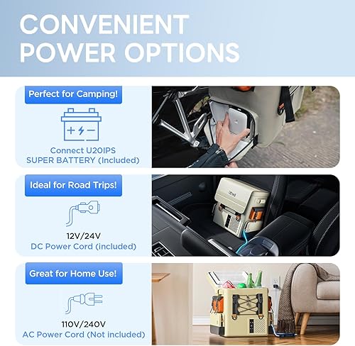 Miniatura 9 de LiTHELi Enfriador eléctrico para campamento, alimentado por batería, refrigerador portátil de 21 cuartos de galón (-4-68 ) para campamento, viajes