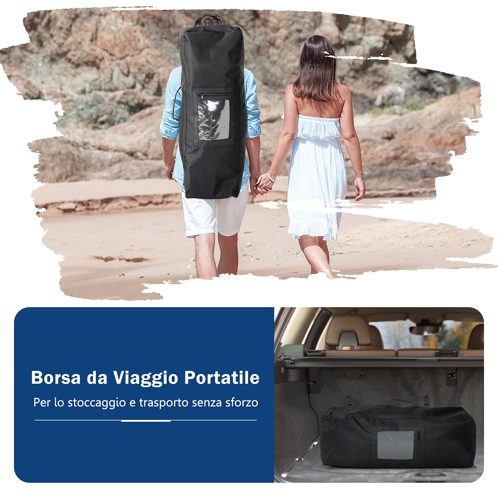 COSTWAY SUP Gonfiabile 335/320 cm, Stand Up Paddle Gonfiabile con Pinne, Leash, Pagaia, Pompa, Kit di Riparazione e Borsa, Carico Massimo 120 kg