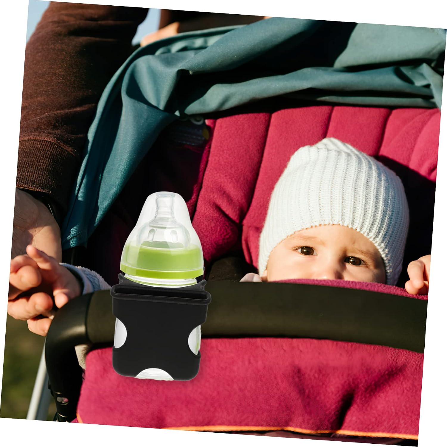 Universal Stroller Cup Holder for Babies Adjustable Handlebar Beverage Holder Compatible Stroller Models Suitable for Water Bottles and Baby Bottles