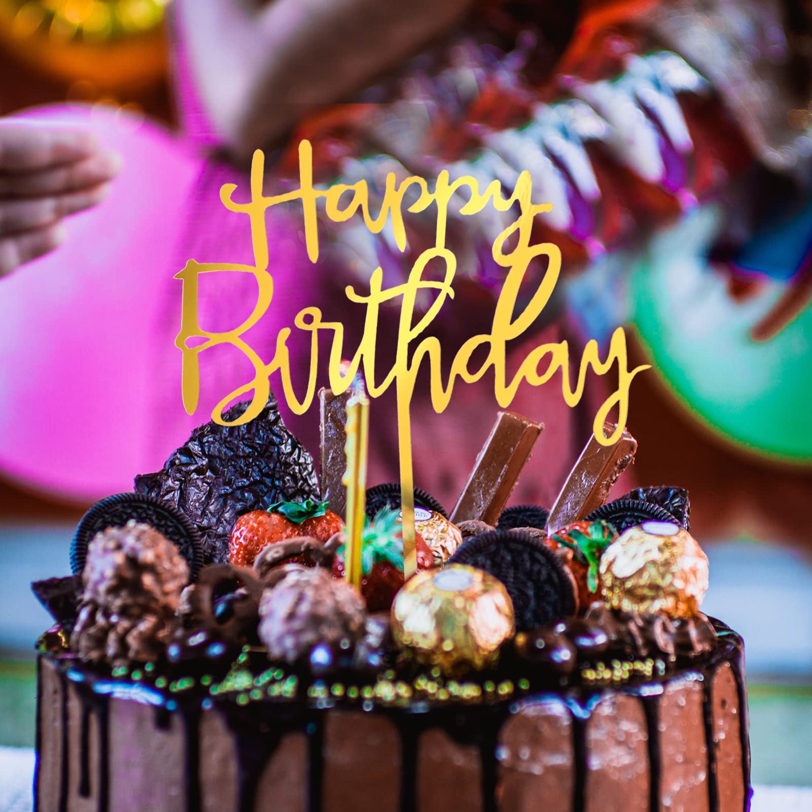 4er-Set Acryl-Kuchenaufsätze „Happy Birthday“ – Glitzernde Tortendekoration Für Jeden Geburtstagskuchen