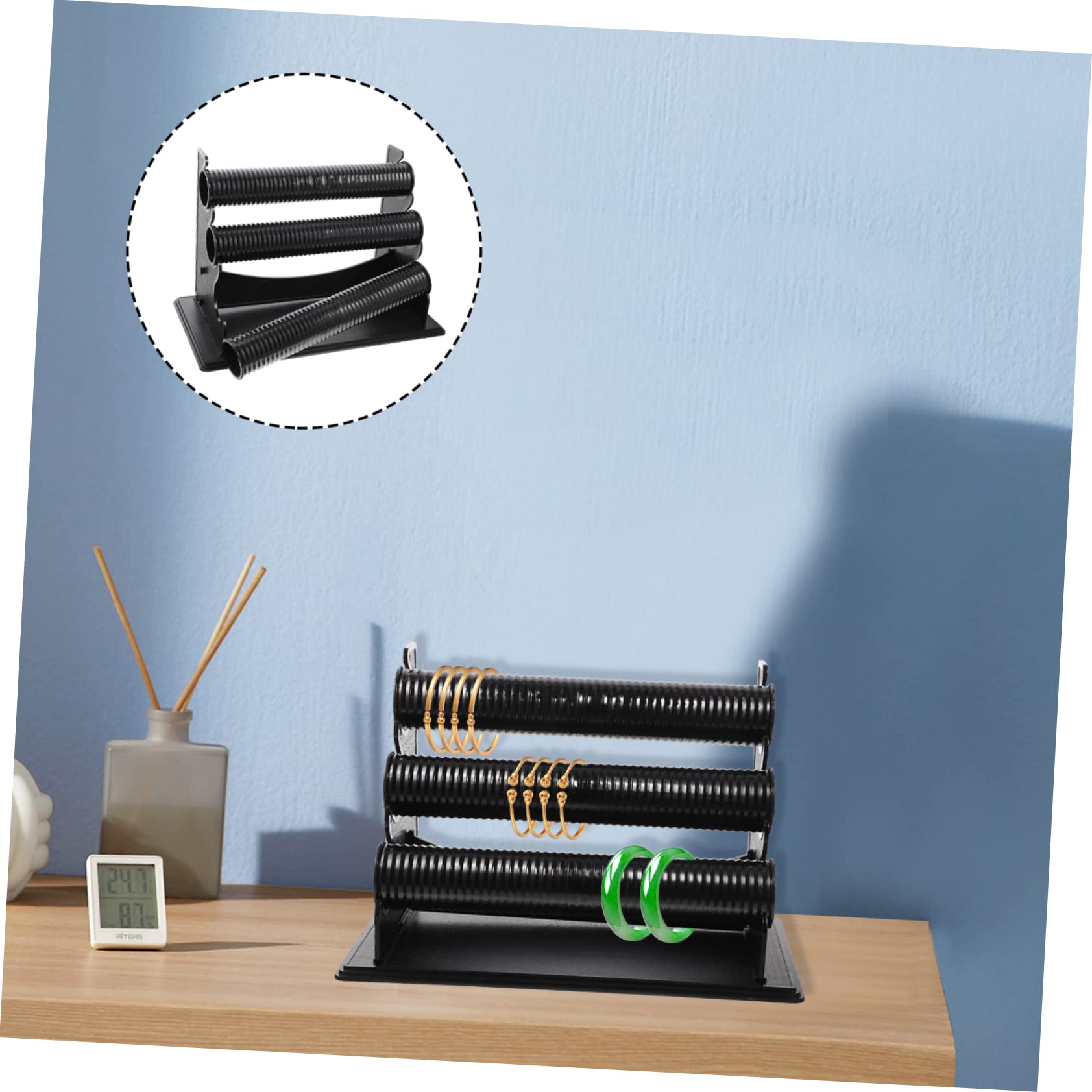 Homoyoyo Organizador de Pulseras y Relojes Soporte Desmontable de Pvc Negro, Estante de Exhibición de 3 Niveles Adecuado para Dormitorio y Baño