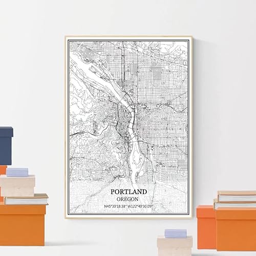 Miniatura 4 de TANOKCRS Portland Oregon USA America Map Wall Art Póster impreso en lienzo sin marco moderno mapa blanco y negro regalo regalo decoración del hogar