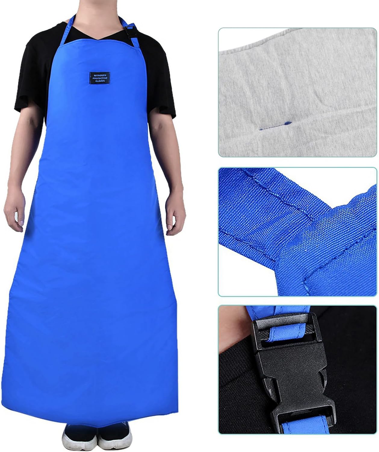 Safety CryO Apron Ultra Low Temperature Cryogenic Protective Blue for Refrigerator Operation