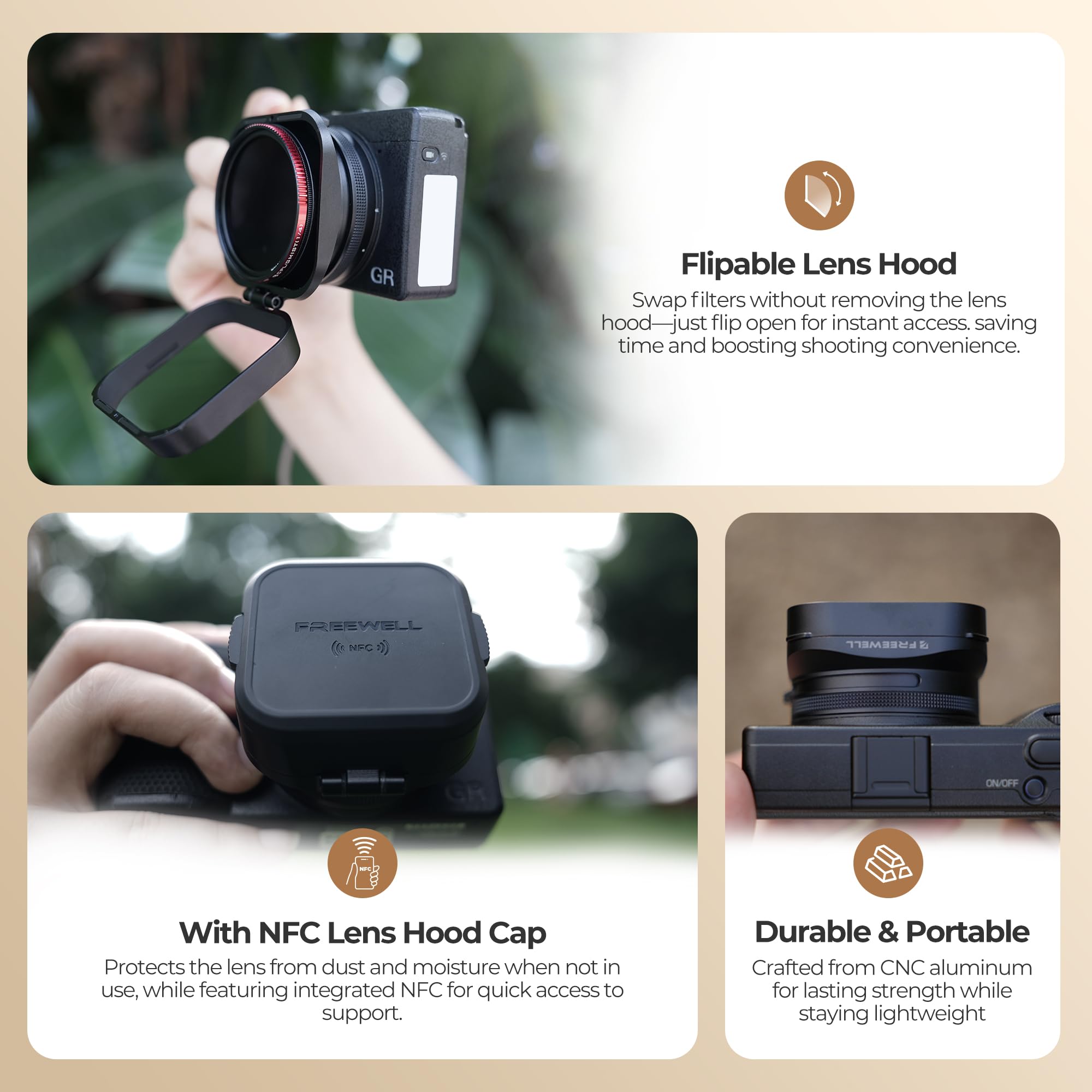 Amazon | Freewell Ricoh GRIIIX 用 一体型フィルターレンズフード