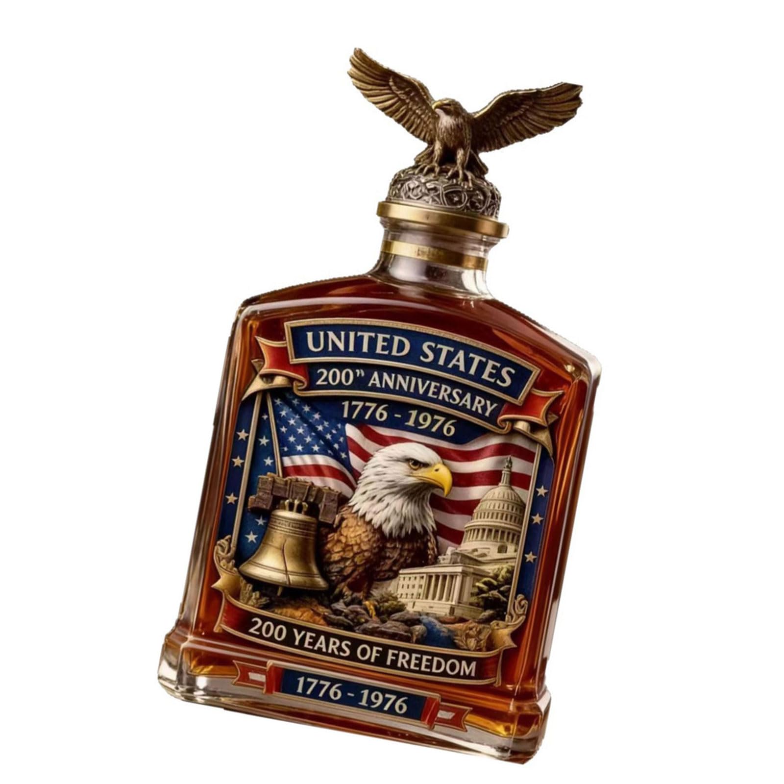 Kaeltsyn Unique Whiskeys Decanter Commemorative America 250Th Anniversary Liquor Bottle for Collectors and History Enthusiasts Collectible Liquor Decanter