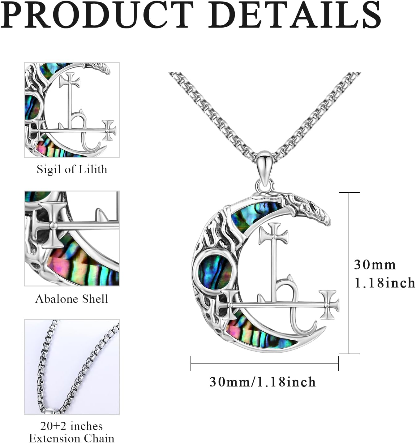 TRISHULA Peace Sign Necklace S925 Sterling Silver Sigil of Lilith Hippe Alcoholics Anonymous Necklace Protection Jewelry Gift for Women Mother Daughter - Image 5