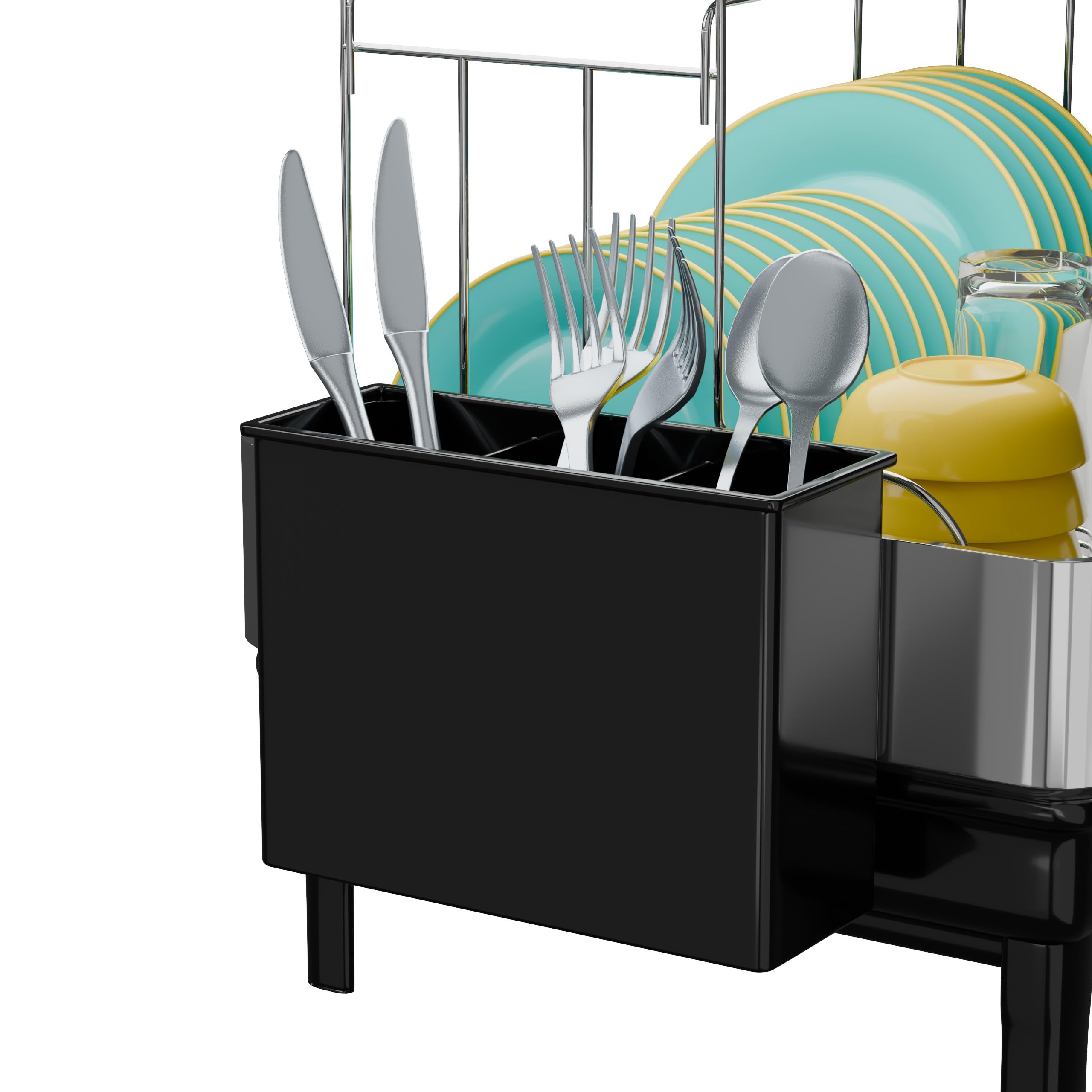 Abtropfgestell Geschirr Edelstahl Schwarz 48,5x32x38,5 cm - Geschirrabtropfgestell Kitchen - Geschirrständer - Moderne Abtropfgestell - Dish Drainer