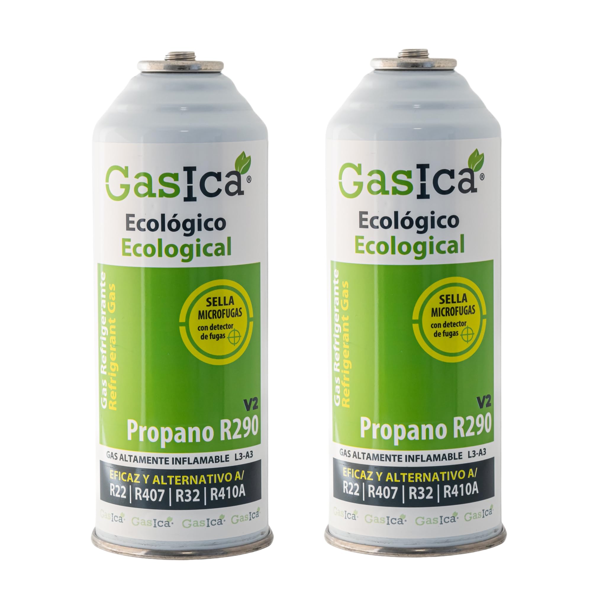 2 ENVASES GAS ECOLOGICO REFRIGERANTE V2 226gr x2 ALTERNATIVO R22/R407C/R410A