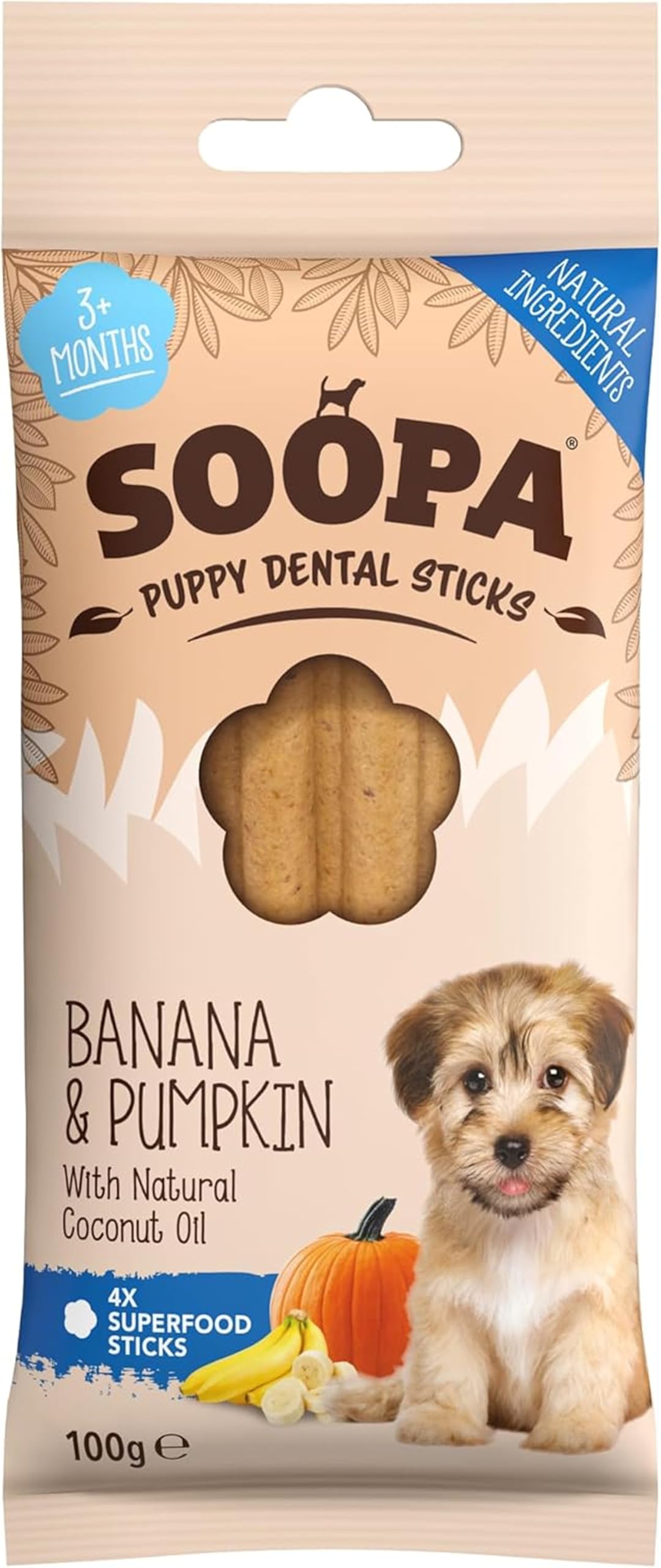 Soopa Banana And Pumpkin Puppy Dental Sticks - 100G