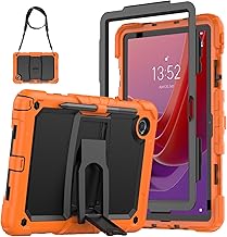 SEYMAC Coque pour Lenovo Tab M11 2024 (TB-330FU/TB-331FC), Protection Lenovo Tab M11, Antichoc Coque Lenovo Tablet Tab M11 avec Protecteur d'écran/Support Pliable, Bandoulière, Porte-Stylo, Orange