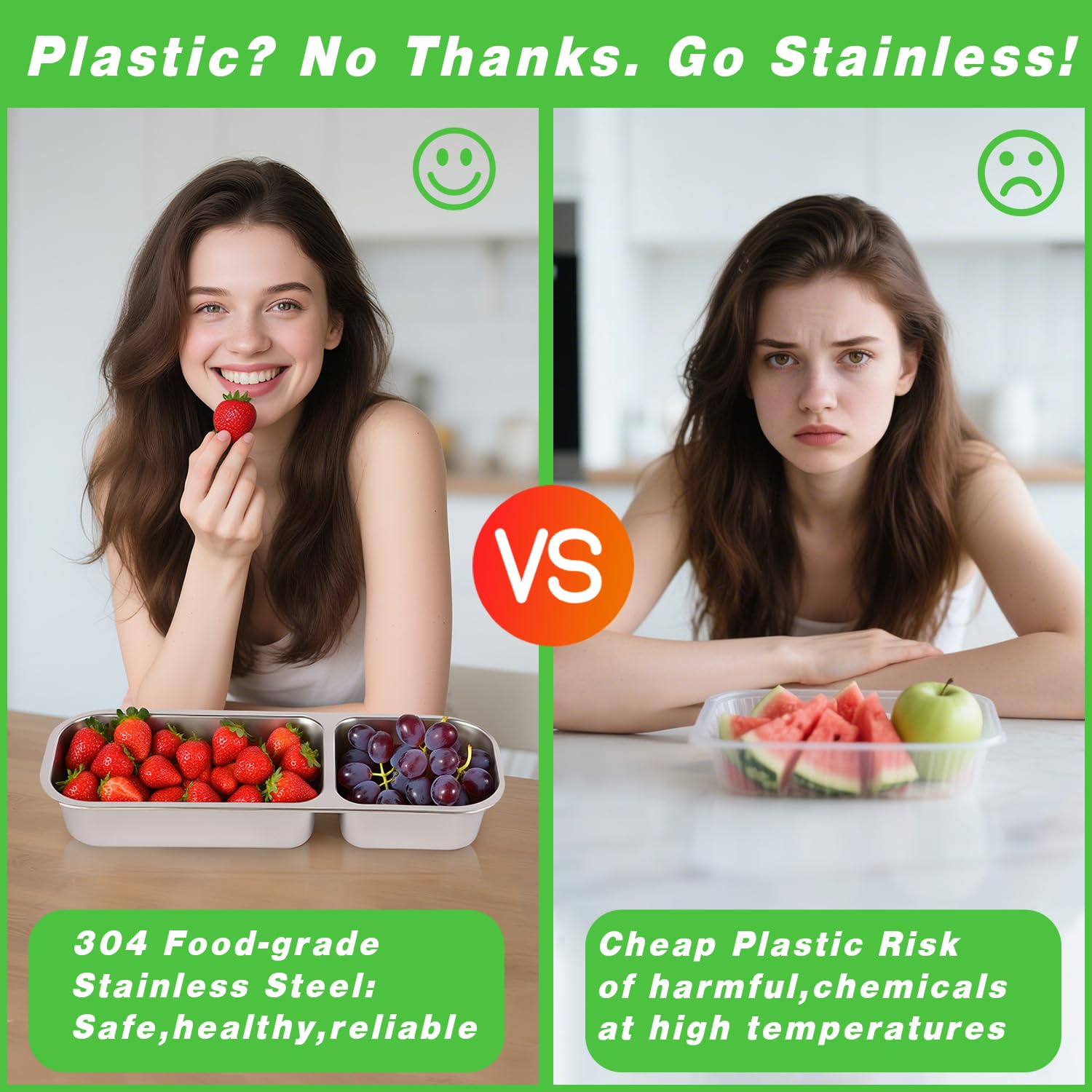 Stainless Steel Snack Containers - 2 Pack -3