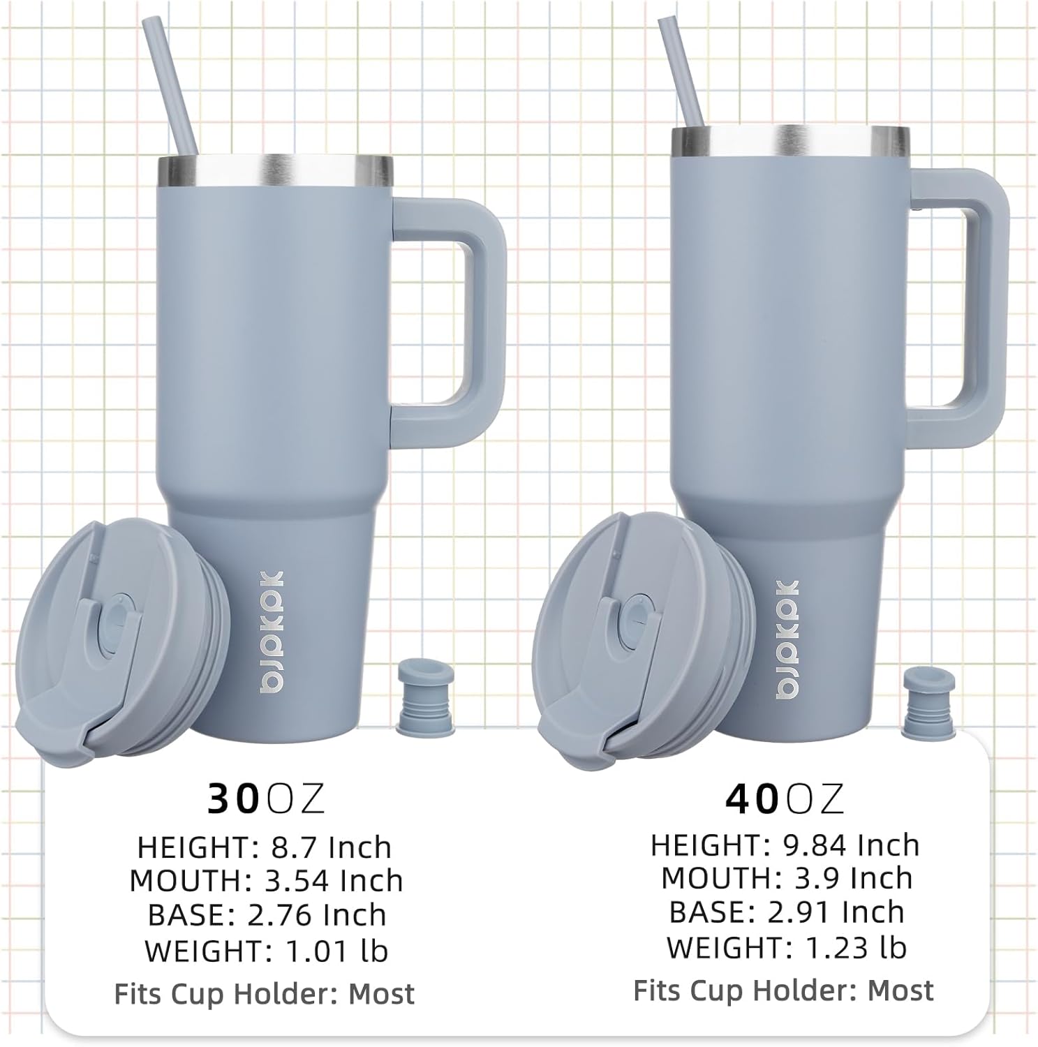 BJPKPK Tumbler With Handle 30 oz Stainless Steel Insulated Tumbler With Lid And Straw For Water Or Ice Coffee,Modern Blue - Image 4