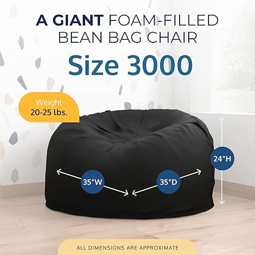Miniatura 3 de ULTIMATE SACK 3000 Silla Puf de 3 Pies, Funda de Gamuza Negra – Tumbona de Espuma de Gran Tamaño, Asiento de Suelo, Sofá Pequeño o Sofá Cama para