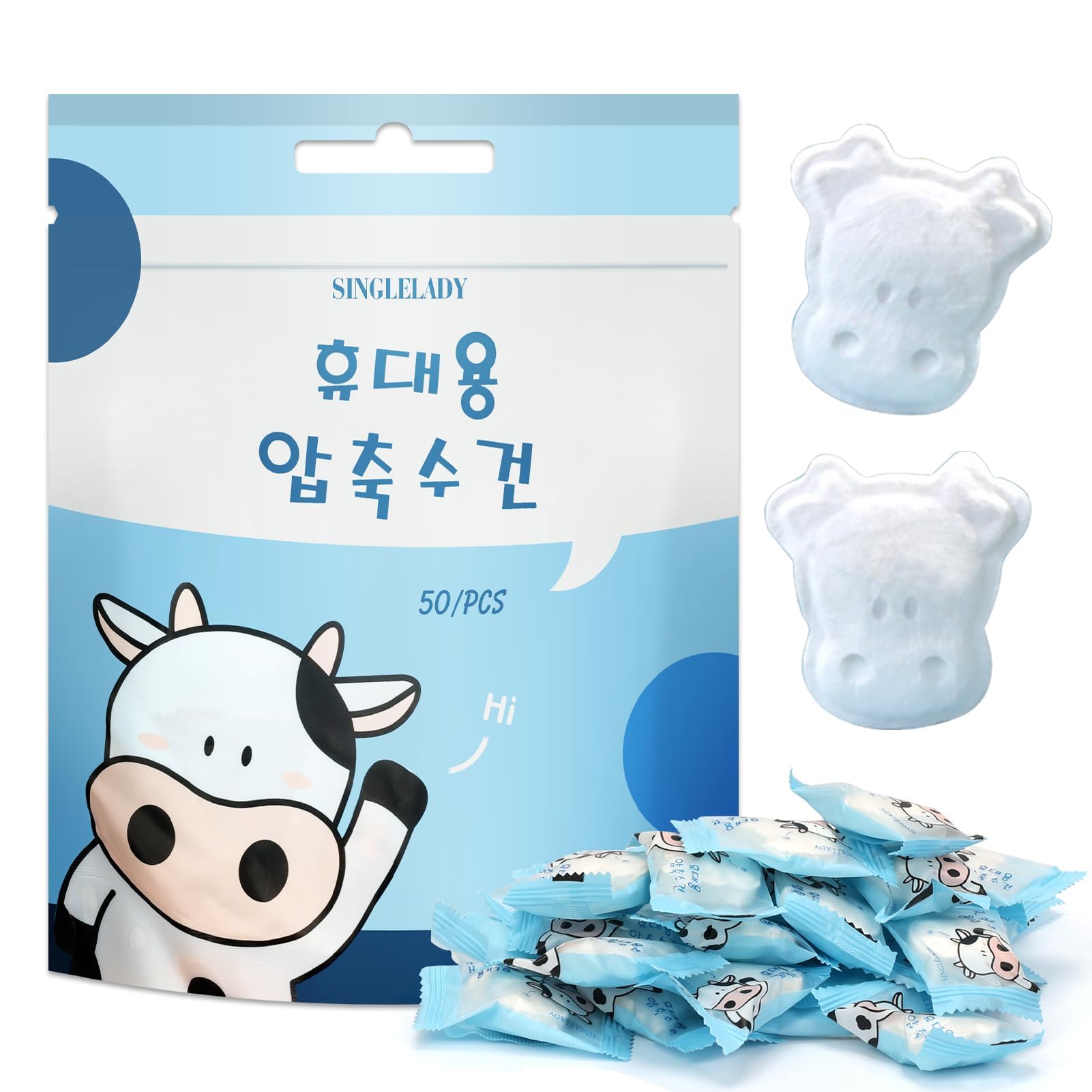 Azonee 50PCS Compressed Towel Tablets - 100% Cotton Portable Face Towels, Biodegradable & Hypoallergenic, Ideal for Travel, Camping, Hiking, Sport, Beauty Salon & Daily Use (Cute Shapes)