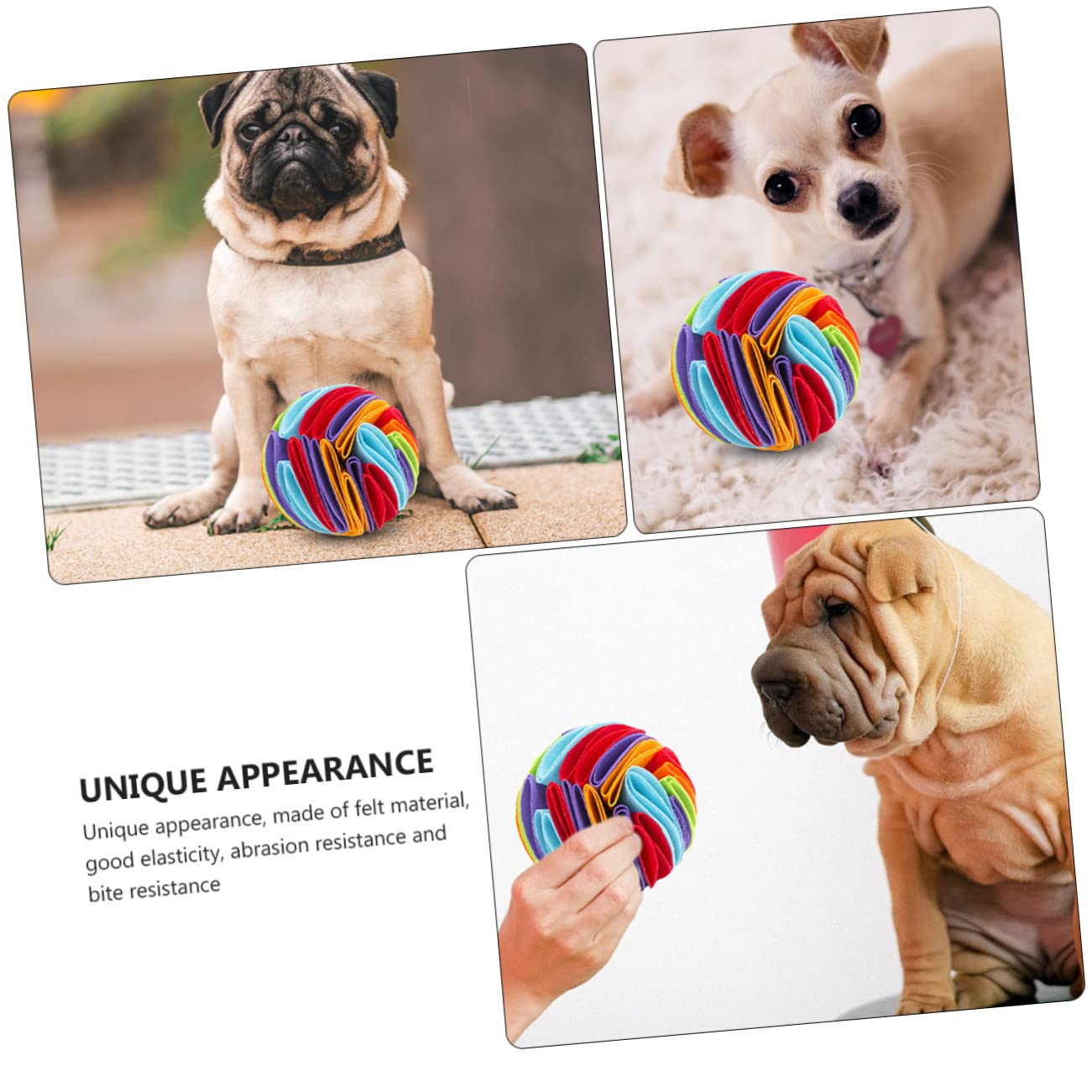Supvox 3st Hundeschnüffelball Interaktives Hundespielzeug Für Kleine Hunde Hundefutterspielzeug Hund Nase Arbeitsmatte Hundepyjama Anti-nahrungsmatte Für Hunde Haustierschnupfen Filzstoff