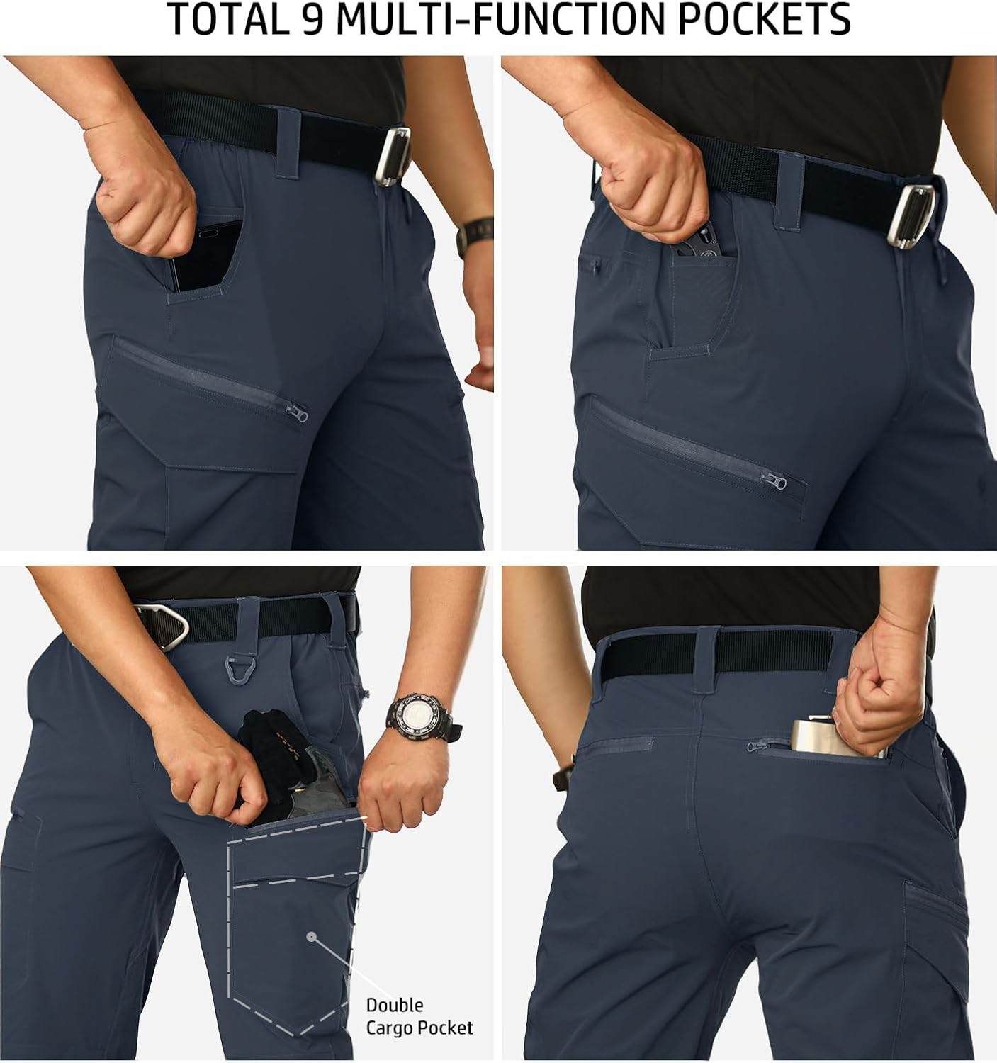NAVEKULL Men's Lightweight Tactical Hiking Pants Quick Dry Stretch Multi-Pockets Outdoor Work Cargo Pants - Image 5