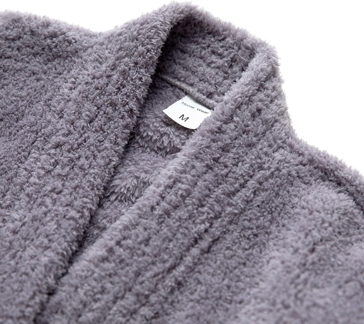 Lu's Chic Women's Belt Fleece Bath Robe Chic Bathrobes Calf Length Fall Cold Weather Chunky Long Sleeve Loungewear