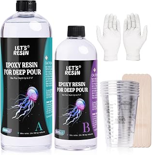 Deep Pour Epoxy Resin, 1.5L Crystal Clear & Bubble Free Epoxy Resin Kit for DIY, Art, River Table, Wood, Flower Preservation, Mould Casting