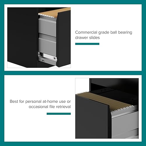 Miniatura 8 de Space Solutions Archivador móvil de metal de 3 cajones con cerradura, tamaño carta, negro, totalmente montado