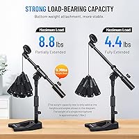Vista 4 de CAHAYA Mic Stand Desk Adjustable - Boom Arm Desktop Microphone Stand Metal Weighted Base A-frame Table Mic Mount with 2 Mic Clips 3/8" to 5/8" Screw