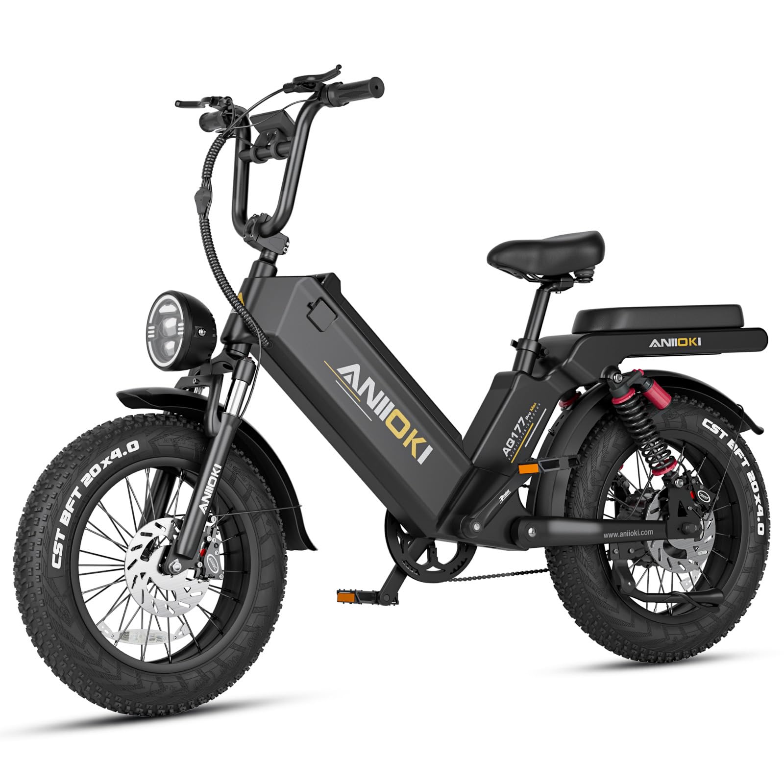 ANIIOKI Electric Bike for Adults with 60ah Battery, 30+ Mph Speed | 1200/1400W/1800W Peak | 200 Miles Range | Fat Tire eBike | Commuting Bike