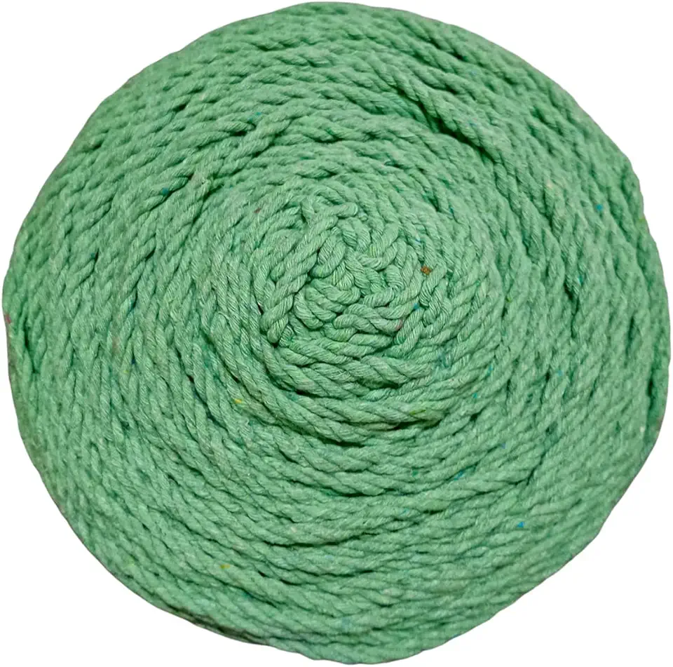 Cordão Torcido 4mm 100% Algodão 3 Cabos – Bobina 1kg (Aprox. 186m) – Fio para Macramê e Punho de Redes e Artesanatos. (Verde Água)