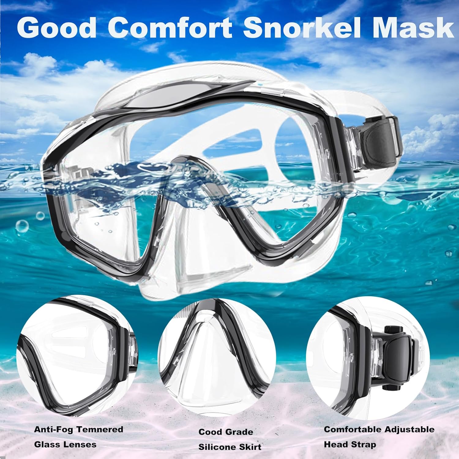 Snorkeling Gear for Adults,Dry-Top Snorkel Set with Tempered Glass,Anti-Fog & Anti-Leak Panoramic Swim Mask, Adjustable Snorkel Kit with Carry Bag for Scuba Diving, Swimming,Travel - Image 5