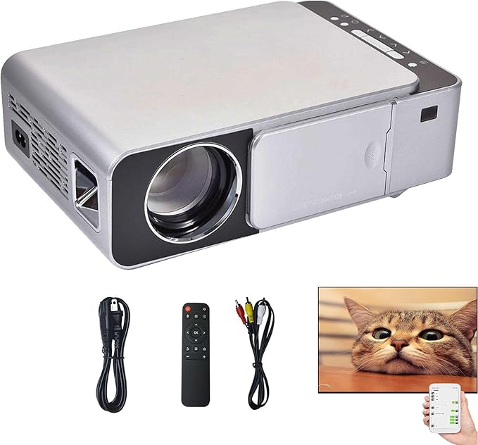 Mini proyector para teléfono - Proyector inalámbrico con Ruido - 1080p, Inteligente, Wi-Fi, Mini proyector, Negro, pequeño proyector portátil, proyector para el Interior del hogar Gusengo