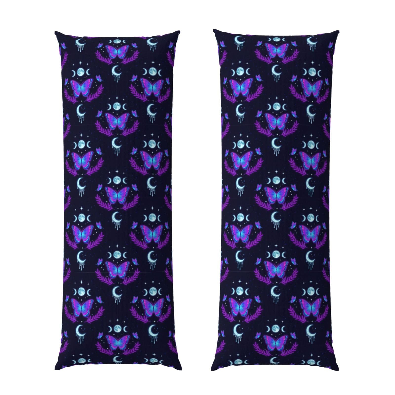 Pillowcase for Body Pillow 20x54, Magic Moon Moth Mystical Goth Astrology Art, Premium Soft Brushed Fabric with Hidden Zipper, Breathable Machine Washable Cover for Bed Sofa