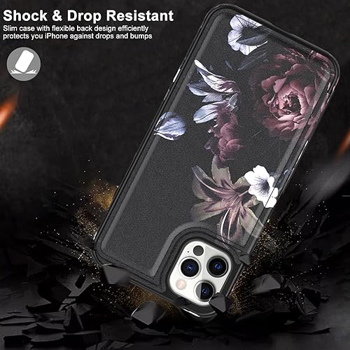 Miniatura 5 de LETO Funda para iPhone 15 Pro con tapa tipo folio de cuero, diseños de flores de moda, ranuras para tarjetas, función atril, funda protectora para