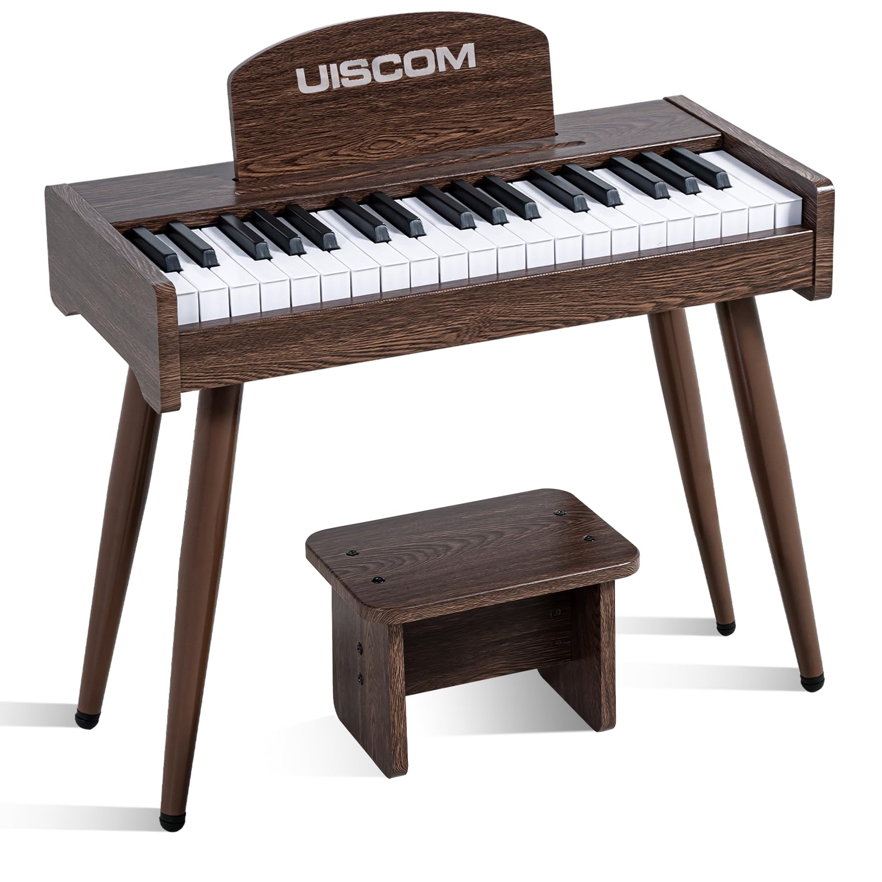 Digital Piano for Kids,37 Keys Kids Piano Keyboard,Music Instrument learning Toy,Wood Electric Piano with Music Stand and Bench,Walnut