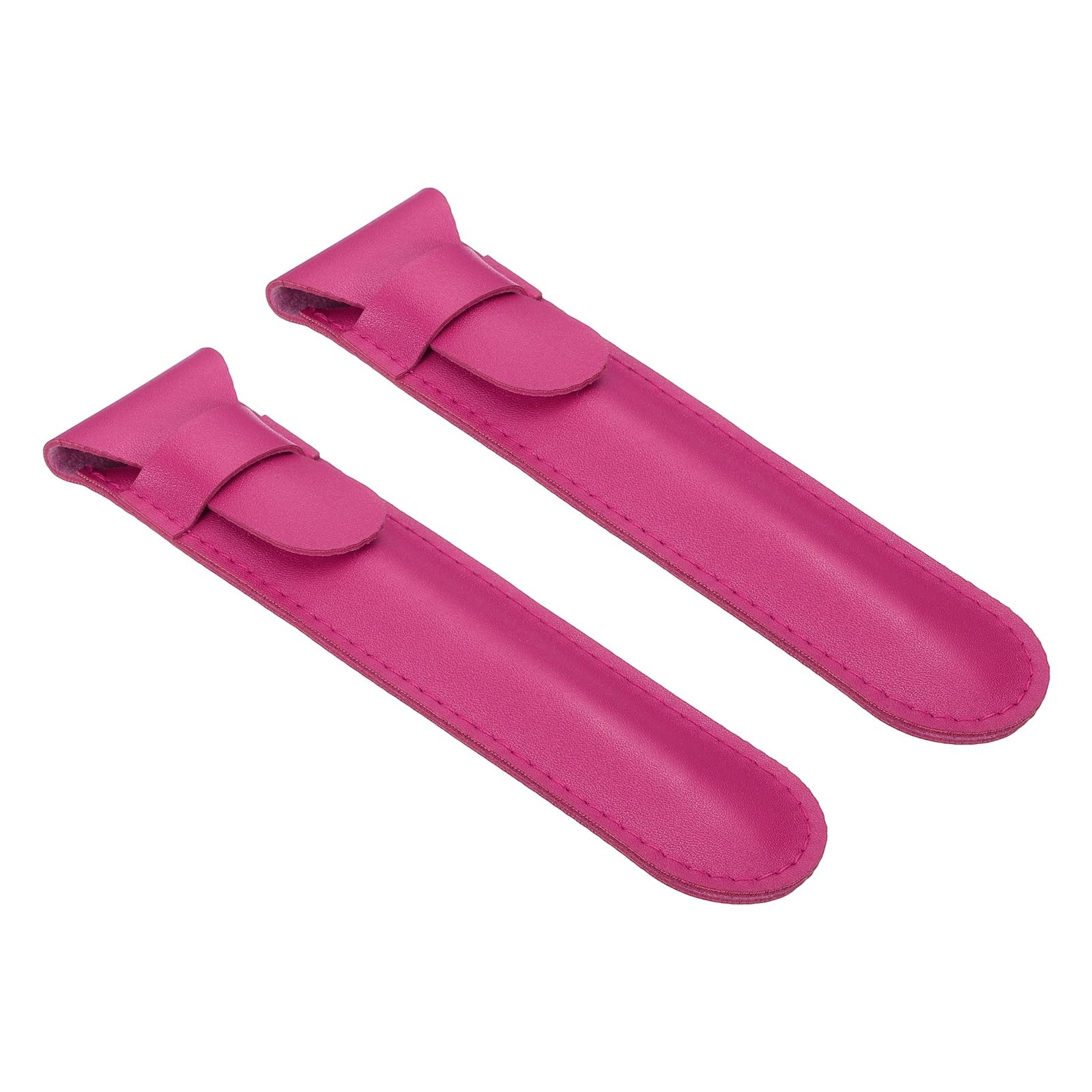 Uxcell 2 Pcs Leather Pen Pouch, Flip Single Pen Case Holder Protective Sleeve Cover for Fountain Ball Points Pencils Touch Office Desk Supplies, Rose